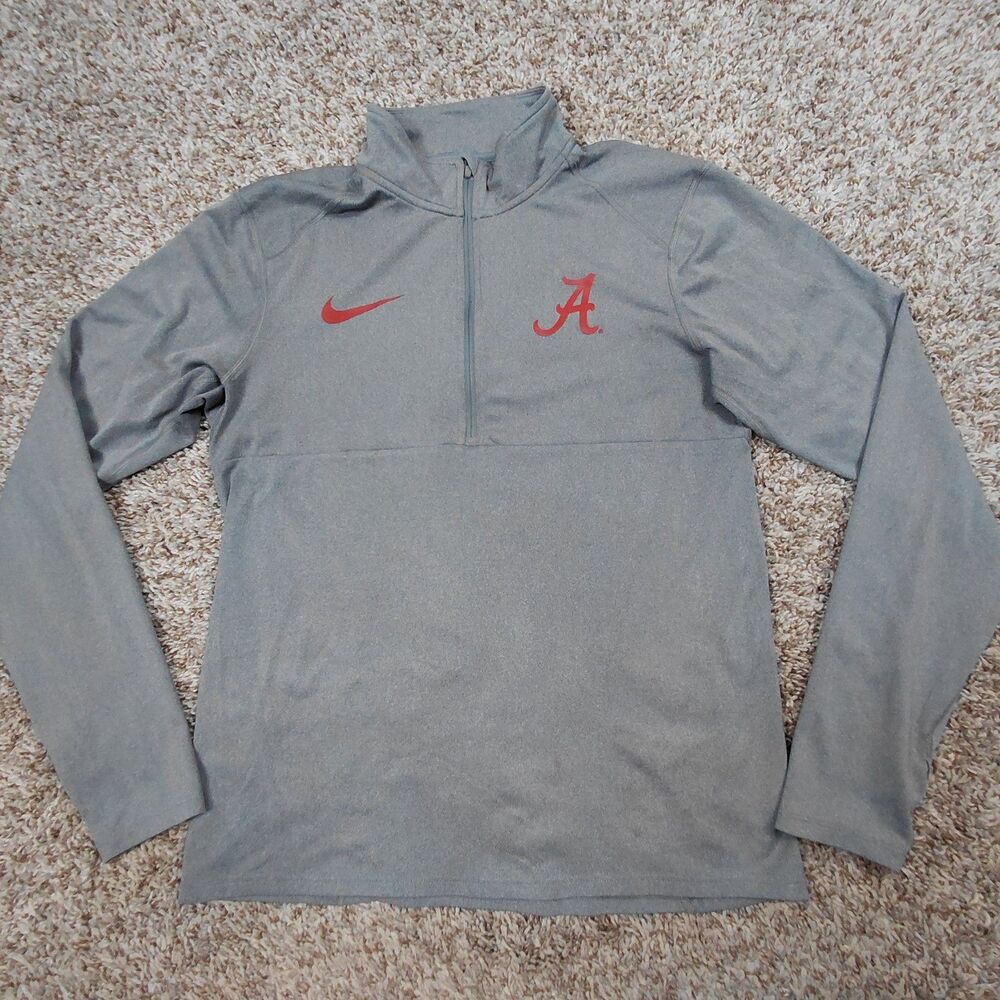 Nike Alabama Crimson Tide Pullover Men Small Gray 1/4 Zip Performance Lightweigh